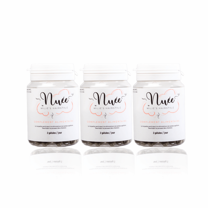 Cure de vitamines Nuée - Lot de 3, complément alimentaire pour cheveux, Vegan et cruelty free.