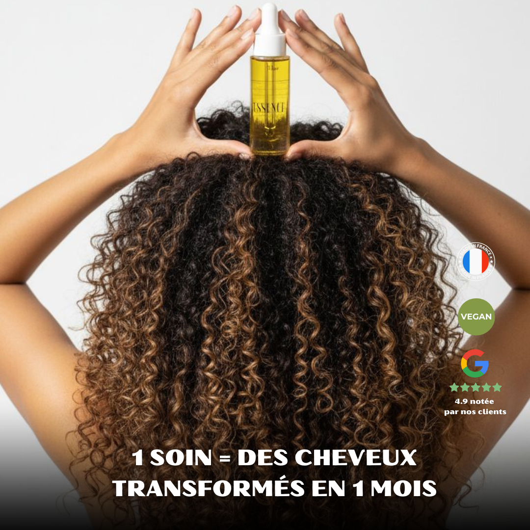 Huile pousse cheveux crépus bouclé frisés 